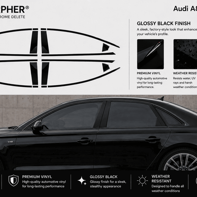 Audi A8 Black Optics 2011-2017 Precut Window trim Kits - alternate view