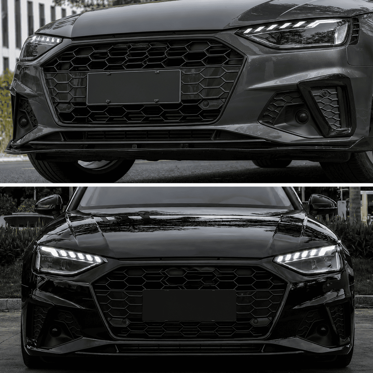 Audi A4 Black Optics B9.5 Front Grille Trim Cover (2020–2023)