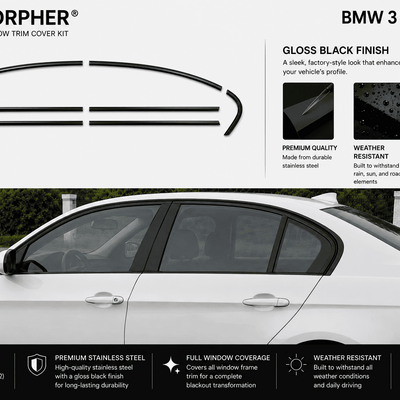 BMW E90 Shadowline Window Trim Cover Kit - Stainless Steel - alternate view