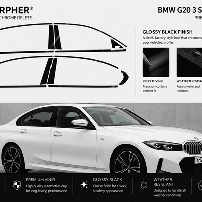BMW G20 Shadowline Window Trim Vinyl Kit (2020–2026 Sedan) - alternate view