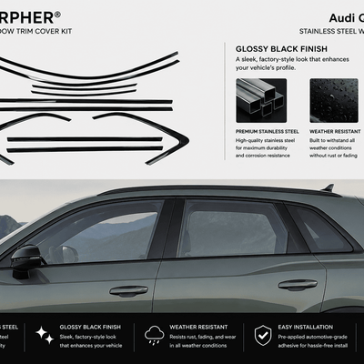 Audi Q3 Black Optics (2019-2025) Stainless Steel Window Trim Cover Kit - alternate view