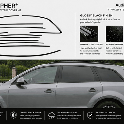 Audi Q7 Black Optics Window Trim Cover Kit (2006–2025) – Stainless Steel - alternate view