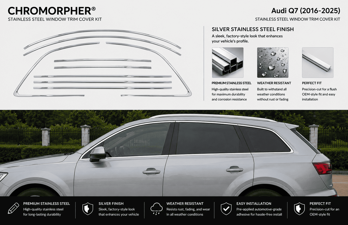 Audi Q7 Black Optics Window Trim Cover Kit (2006–2025) – Stainless Steel