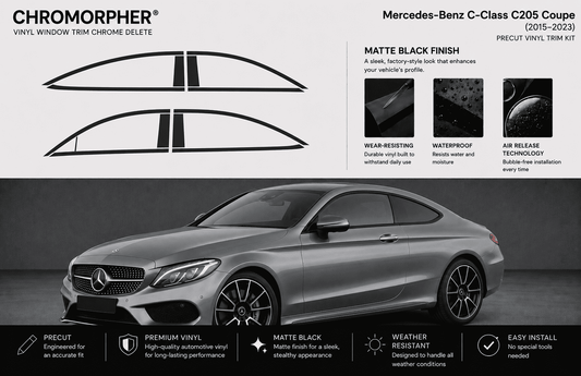 Mercedes-Benz C-Class C205 Coupe (2015-2023) Precut Chrome Delete Kit