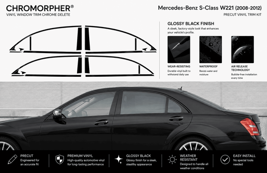 Mercedes-Benz S-Class W221 (2008-2012) Precut Chrome Delete Kit
