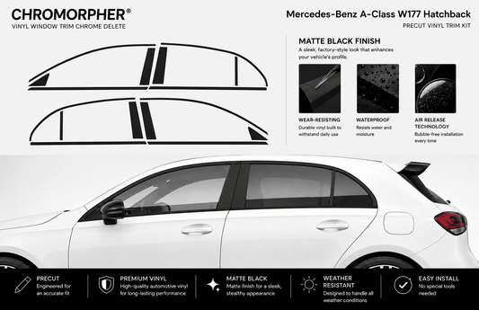 Mercedes-Benz A-Class W177 Hatchback Precut Window Chrome Delete Kit (2019-2024)