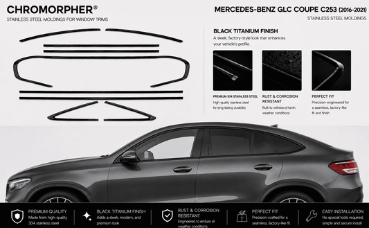 Mercedes-Benz GLC Coupe C253 Stainless Steel Window Trim Moldings (2017-2021)