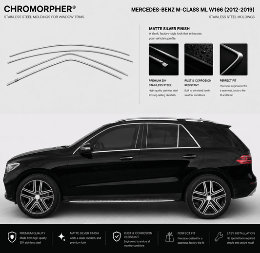Mercedes-Benz M-Class ML W166 2012-2019 Stainless Steel Window Trim moldings