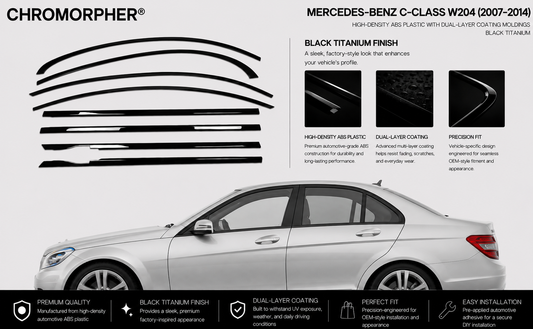 Mercedes-Benz C-Class (2017–2021) Titanium Black Window Trim Moldings