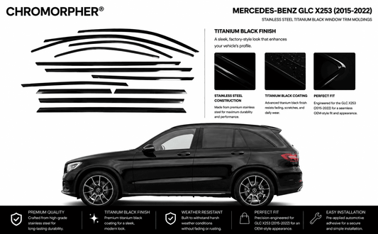 Mercedes-Benz GLC X253/X254 Night Package Window Trim Moldings (2015-2025) - Stainless Steel
