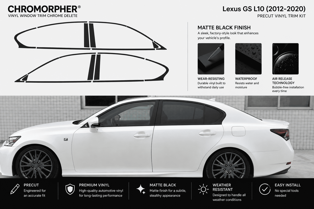 Lexus GS L10 (2012-2020) Precut Chrome Delete Kit - ChroMorpher