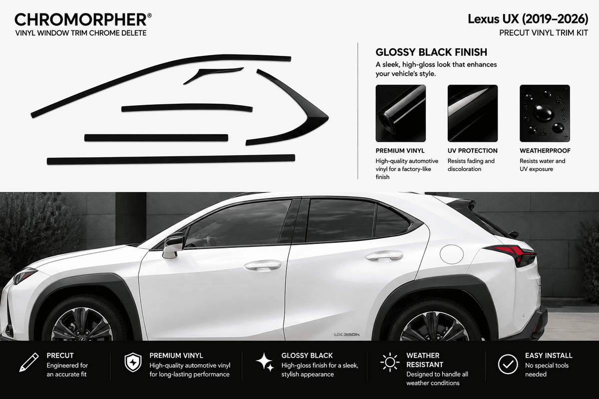 Lexus UX (2019–2026) Precut Chrome Delete Window Trim - ChroMorpher