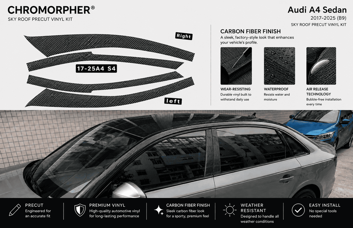 ChroMorpher Audi A4/S4 B9 Precut Chrome Delete Kit (2017–2025) - ChroMorpher