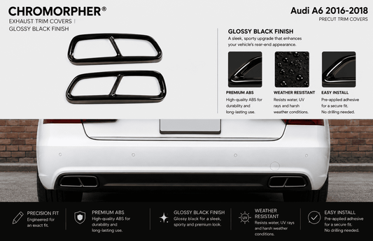 ChroMorpher Audi A6 Stainless Steel Exhaust Trim Covers (2016–2018) - ChroMorpher