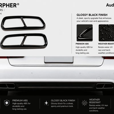 Audi A6 Black Optics Exhaust Trim Covers (2016–2018) - Stainless Steel - alternate view