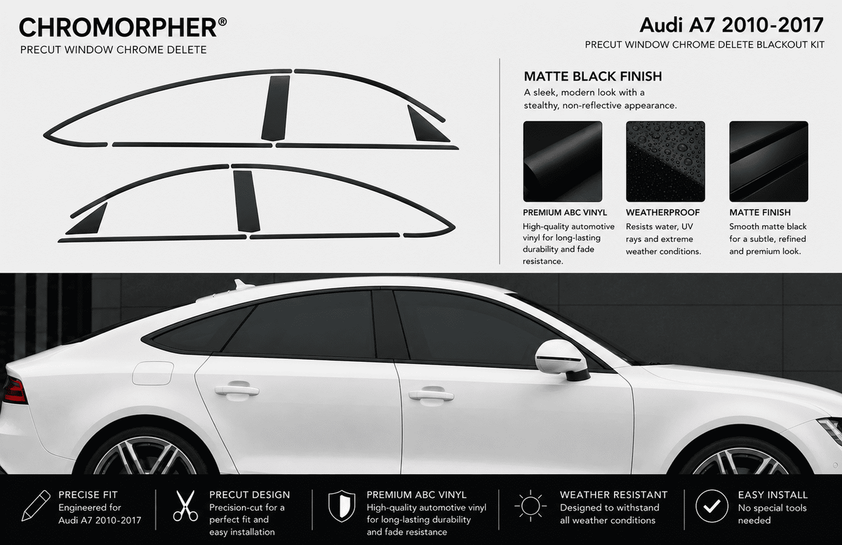 Audi A7 Black Optics (2009-2017) Window Trim Blackout Kits - Stainless Steel - ChroMorpher