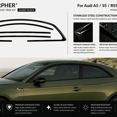 Audi A5 Black Optics Window Trim Cover Kit - Stainless Steel - alternate view