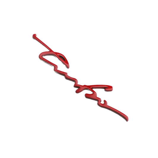 A close-up view of the red "Turbo" 3D emblem badge, showcasing its sleek and high-quality zinc alloy construction. The bold, sporty design is ideal for customizing vehicles with a dynamic, race-inspired aesthetic, enhancing both interior and exterior surfaces. This durable, weather-resistant decal is perfect for car bodies, windows, and bumpers.