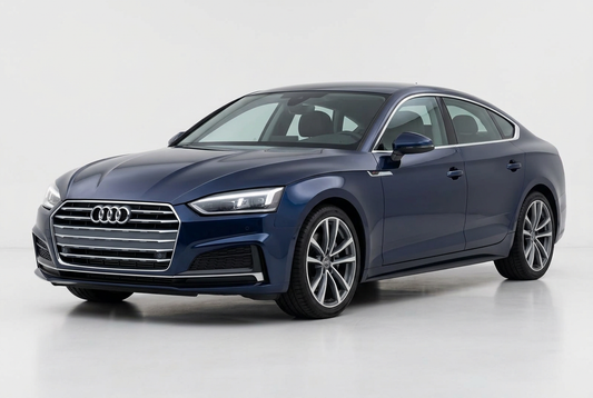 Audi A5 Sportback (2017–2024) shown from a front three-quarter angle on a light studio background.