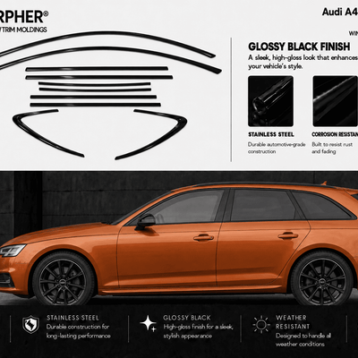 Audi A4 Avant/Allroad (2017–2024) Stainless Steel Window Trim Moldings - alternate view