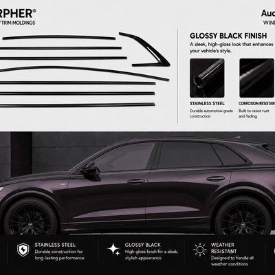 Audi Q8 (2018–2025) Stainless Steel Window Trim Moldings - alternate view