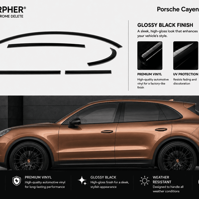 Porsche Cayenne (2019–2026) Precut Chrome Delete Window Trim - alternate view
