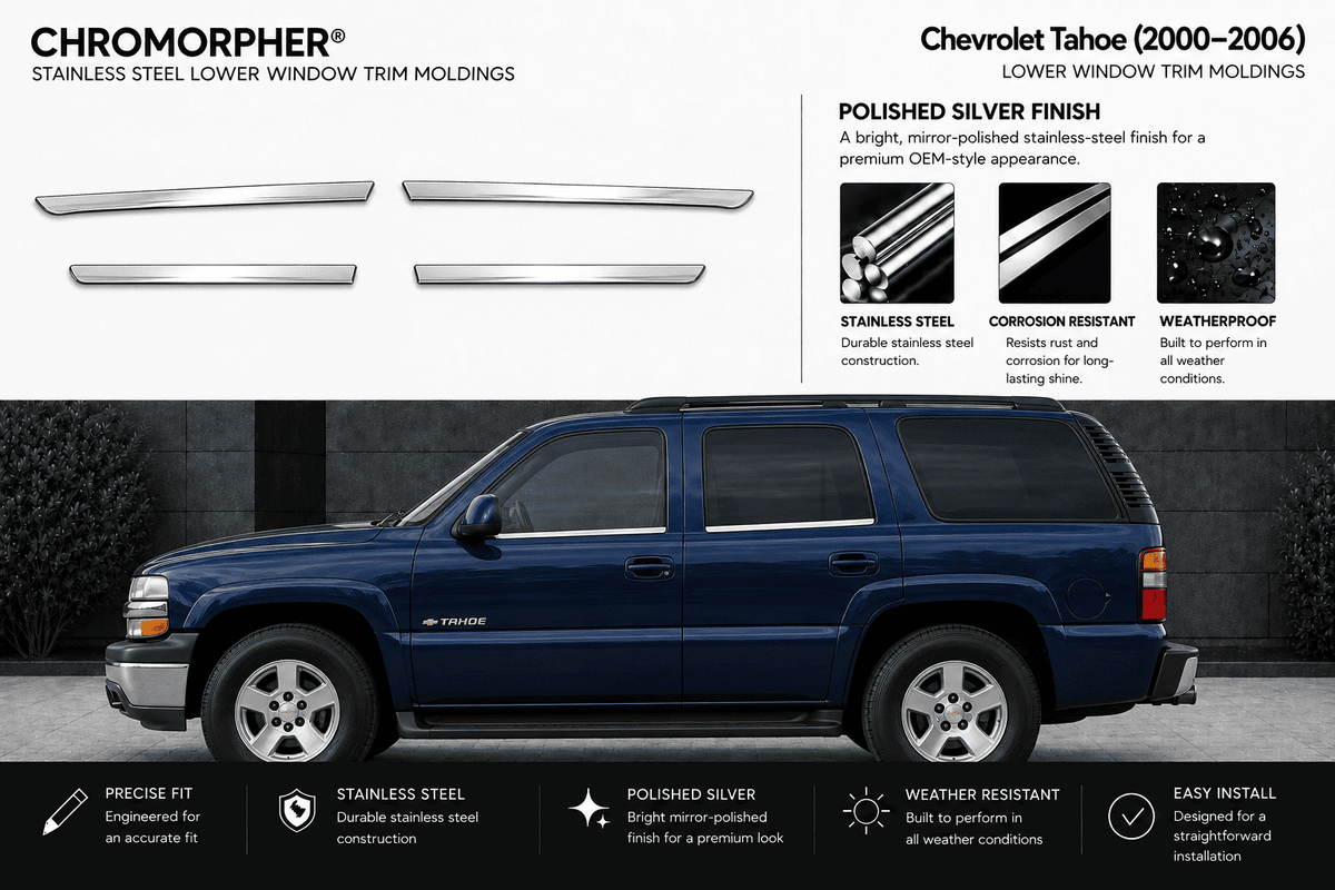 Chevrolet Tahoe (2000–2006) Stainless Steel Window Sill Trim Moldings