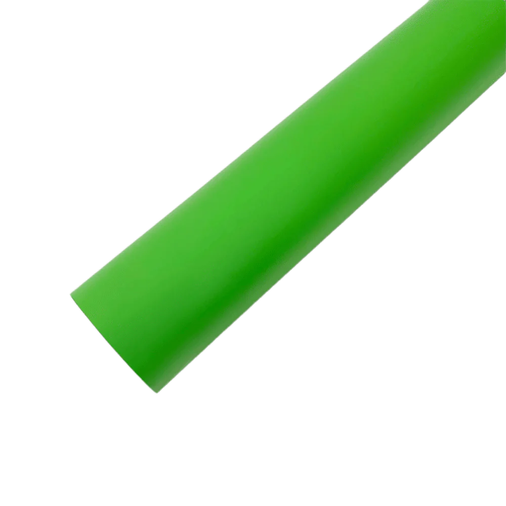 A roll of ChroMorpher Matte Green Vinyl showcasing a vivid green hue with a smooth matte finish, ideal for stylish and durable surface customizations.