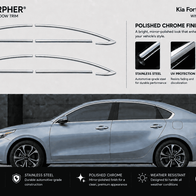 Kia Forte (2020–2024) Stainless Steel Window Trim Moldings - alternate view