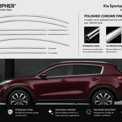 Kia Sportage (2011–2014) Stainless Steel Window Trim Moldings - alternate view