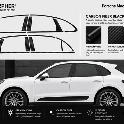 Porsche Macan (2014–2024) Precut Chrome Delete Window Trim - alternate view