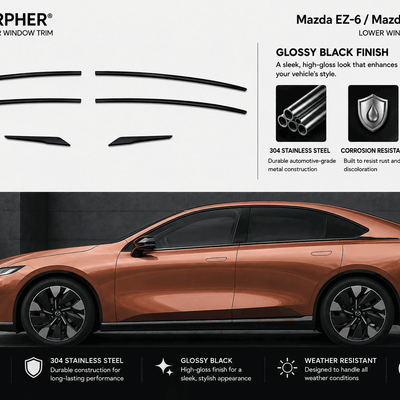 Mazda EZ-6 / Mazda6e (2025–2027) Stainless Steel Lower Window Trim Moldings - alternate view