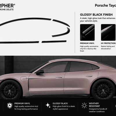 Porsche Taycan (2020–2026) Precut Chrome Delete Window Trim - alternate view