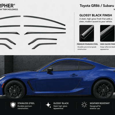 Toyota 86 / Subaru BRZ (2022–2023) Stainless Steel Window Trim Moldings - alternate view