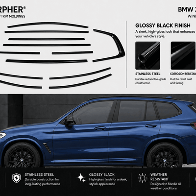 BMW X3 (2011–2024) Stainless Steel Window Trim Moldings - alternate view