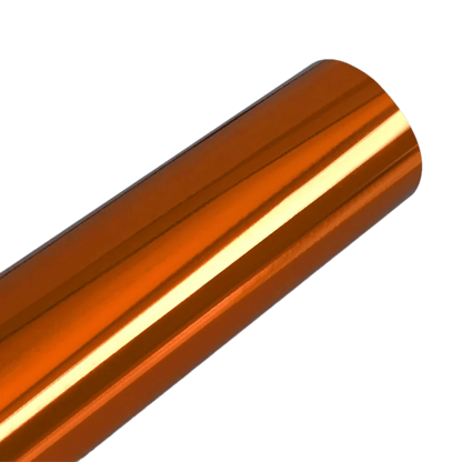 A vibrant orange Chrome Mirror Vinyl roll with a striking reflective finish, perfect for creating bold, custom designs on cars, bikes, and various surfaces.