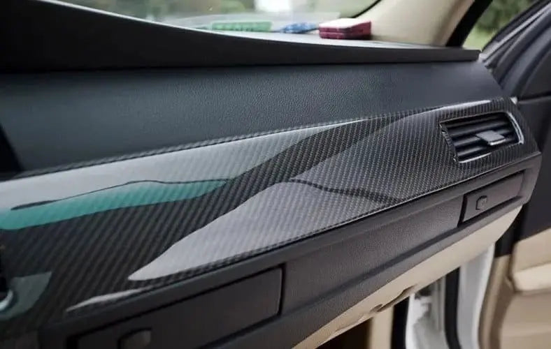 Carbon Glossy Chrome Delete Tape Apllied On Cars Interior