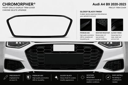 ChroMorpher Audi A4 B9 Front Grille Overlay Trim Cover (2020–2023) - ChroMorpher