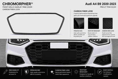 ChroMorpher Audi A4 B9 Front Grille Overlay Trim Cover (2020–2023) - ChroMorpher