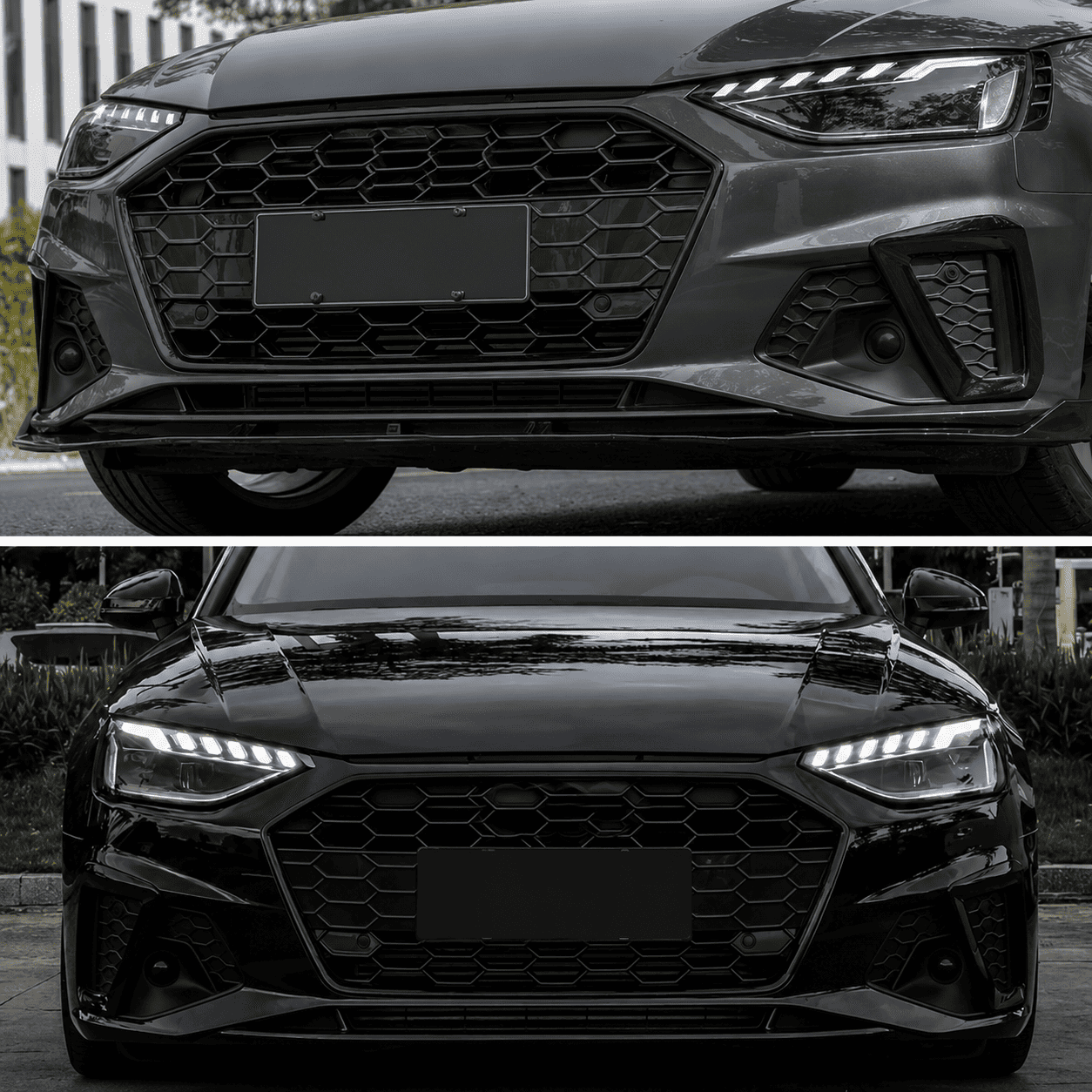 Audi A4 Black Optics B9.5 Front Grille Trim Cover (2020–2023)