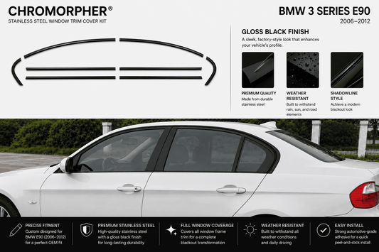 ChroMorpher BMW E90 Stainless Steel Window Trim Cover Kit
