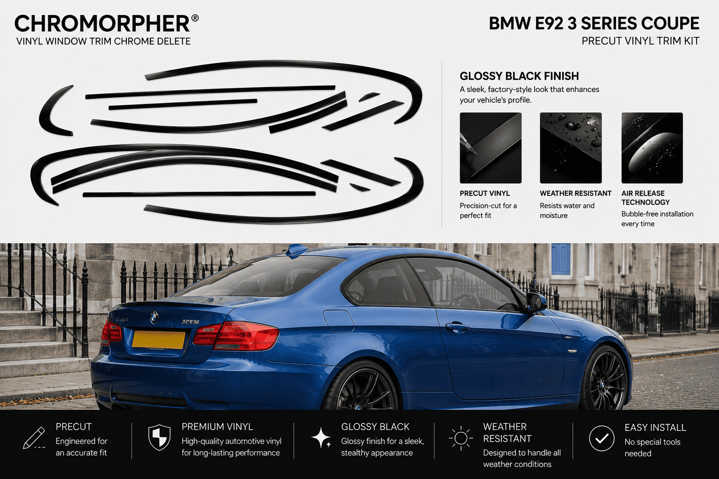 BMW E92 Coupe Shadowline Precut Vinyl Kit