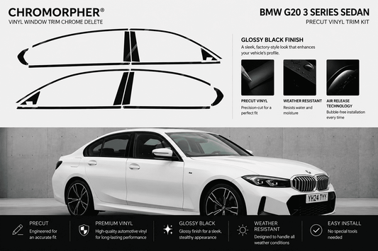 ChroMorpher BMW G20 Glossy/Matte Black Chrome Delete Vinyl Kit (2020–2026 Sedan)