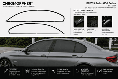 ChroMorpher BMW 5 Series G30 Window Trim Cover Kit (2017-2023)