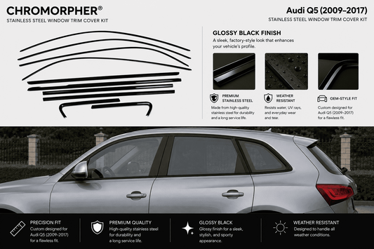 ChroMorpher Audi Q5 Stainless Steel Window Trim Cover Kit (2009–2025)