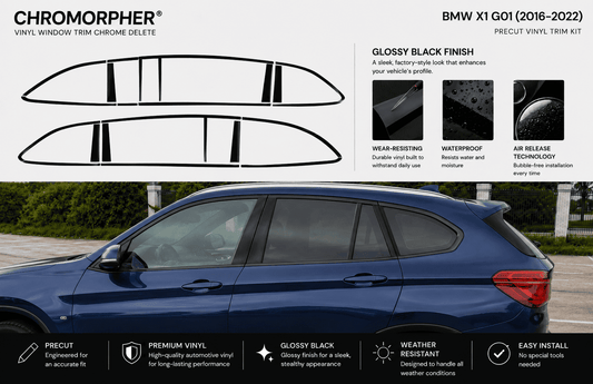 BMW X1 F48 (2016-2022) Glossy Black Precut Window Chrome Delete Kit