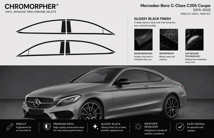 Mercedes-Benz C-Class C205 Coupe (2015-2023) Precut Chrome Delete Kit