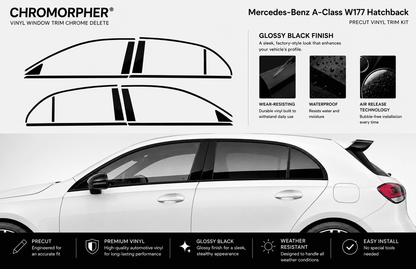 Mercedes-Benz A-Class W177 Hatchback Precut Window Chrome Delete Kit (2019-2024)
