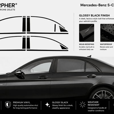 Mercedes-Benz S-Class W222 Night Package (2014-2020) Precut Chrome Delete Kit - alternate view