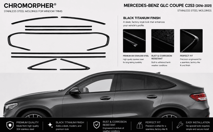 Mercedes-Benz GLC Coupe C253 Stainless Steel Window Trim Moldings (2017-2021)